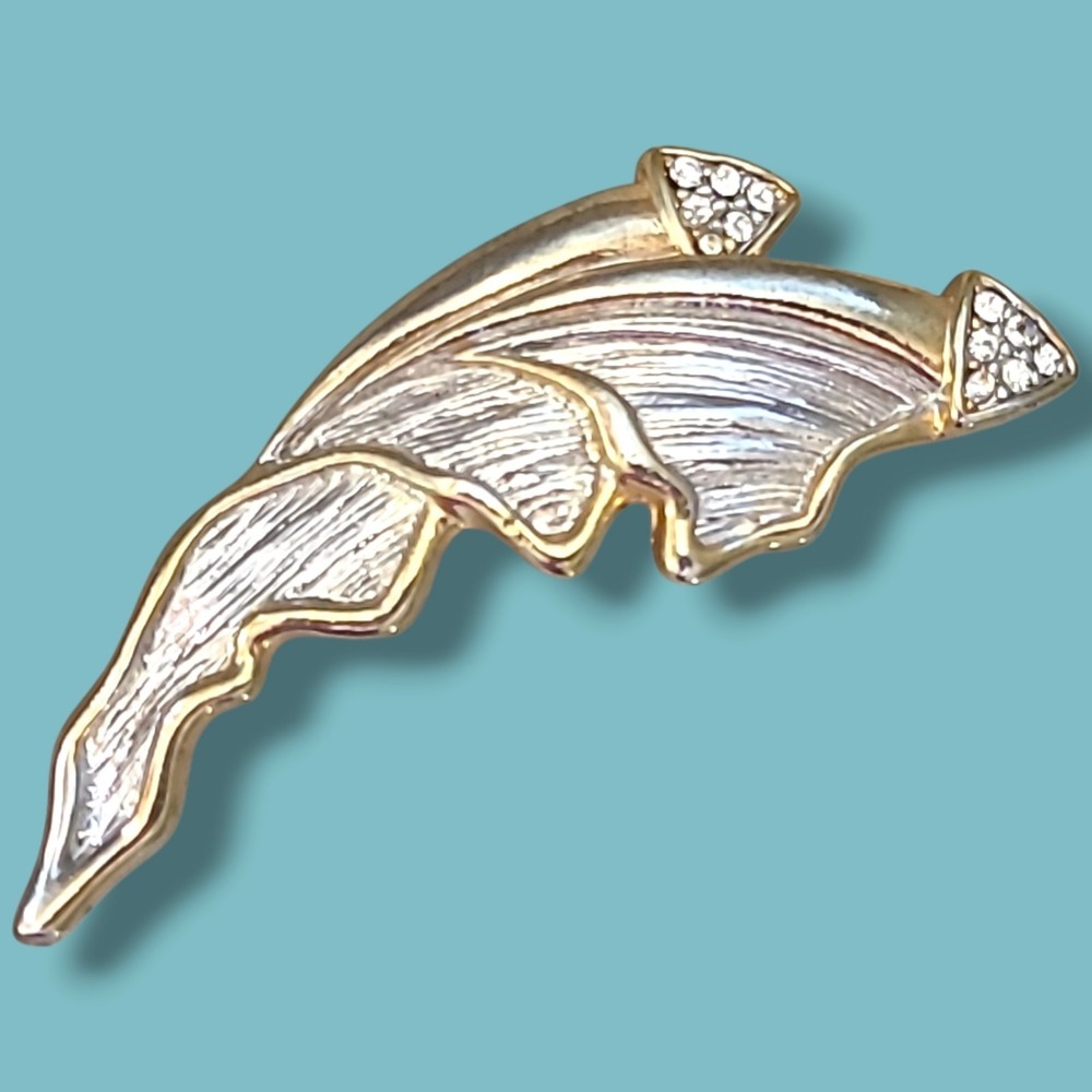 Vintage Modernist Two-tone Rhinestone Abstract Brooch Pin
